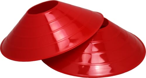 BlueDot Trading Pro Disc Cones High Visibility for Sports, Agility Training, Soccer, Football, Basketball, and Other Sports Durable Cone Markers for Adults or Kids (25-Pack), Red