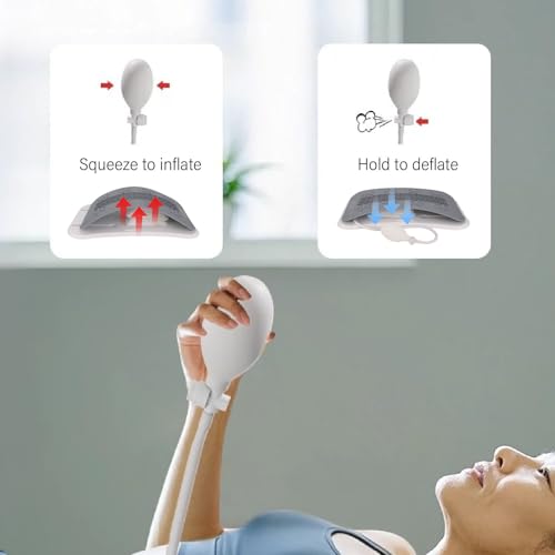 Drfeify Lower Back Stretcher, Adjustable Arch Lumbar Support Cracker Board with Hand Pump, Massager Auxiliary Tool for Home and Office