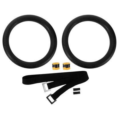 Gymnastics Rings Set with Adjustable 0.5m Straps, Large Round Pull up Exercise Rings for Home Fitness, Indoor Calisthenics Training for Men and Adults