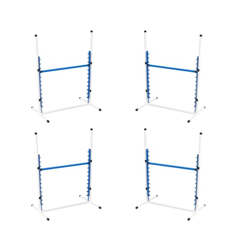 4 Pack Adjustable Dog Agility Bar Jumps w/Cup Strips | Competition-Style Jump Cups for Height Class & Safe Displacement