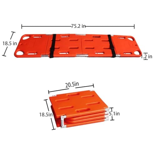 Portable Foldable Spine Board Stretcher, Lightweight PE Backboard with Straps, Water Floating Rescue Board, 350lbs Capacity for EMT, CPR, Ambulance Transport,Four Fold - size: Four Fold