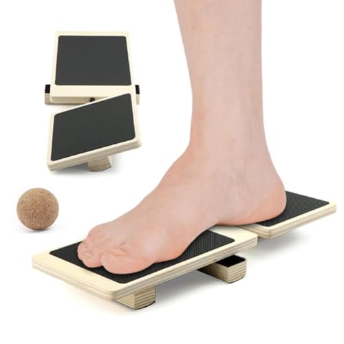 Ankle Balance Board with Massage Ball, Foot Strengthener Trainer | Wooden Balance Board, Foot Massage Ball, Non-Slip Design, Beginner-Friendly, For Ankle Strength Training