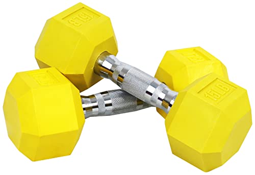Fitvids Colored Rubber Coated Hex Dumbbell Weight Set,Multiple Packages