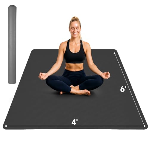 Stepwaver Extra Large Yoga Mat 6'x4'(1/3" & 1/4" Thick), Non-Slip, Ultra Durable, Wide Workout Mat, Wide Exercise Mats for Home Workouts, Yoga, Pilates, Stretching (Barefoot Exercise)
