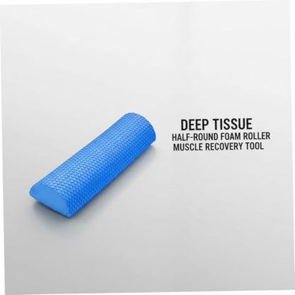 Half Foam Roller for Back and Muscle, Blue Eva Foam Roller with Flat & Round Sides for Stability and Tissue Massage, 30cm Yoga Balance - Half