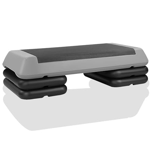 Gym Step Platform for Exercise at Home, Fitness Step for Home Workout, Adjustable Step Up Exercise Platform, Aerobic Stepper Step Platform with 4 Risers, Step Exercise Platform for Work Out