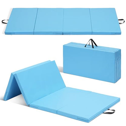 ZENOVA Gymnastics Mat 6'x3'x2''/4'x8'x2'' Exercise Mat Gym Mat for Home Aerobics Workout Foldable Tumbling Mat Children Gifts - color: 3FT x 6FT-- Lake Blue