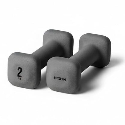 WeGym SafeGrip Square Dumbbells with Anti Slip Handles, Aesthetic Free Weights for Home Workouts, Stable Design Prevents Rolling during Floor Exercises - color: Slate, style: 2LB Pair