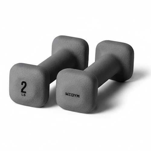 WeGym SafeGrip Square Dumbbells with Anti Slip Handles, Aesthetic Free Weights for Home Workouts, Stable Design Prevents Rolling during Floor Exercises - color: Slate, style: 2LB Pair