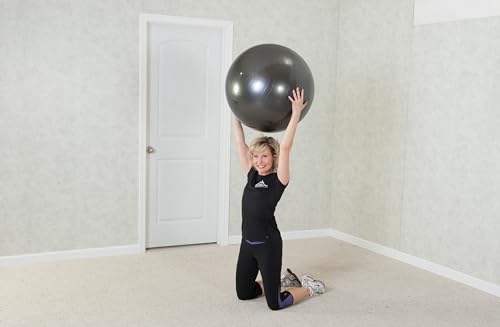 Black Mountain Products Professional Grade Exercise Stability Yoga Ball, Foot Pump, Ball Plug, Plug Puller, 2000 Pounds Static Weight Capacity Antiburst - color: Black, size: 55 cm