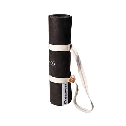 Yoga Mat With Strap 5mm Non Slip Suede & TPE - Eco-Friendly Fitness & Exercise Mat for Home Gym, Pilates, Hot Yoga, and Meditation - Lightweight Durable 72 x 24 inch Workout Mat for Women, Men