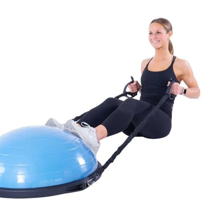 BOSU Pro Balance Trainer, Half-Ball Training Equipment, 300 lb Capacity, Stability Exercise Tool with Resistance Bands Non-Slip Base - color: Blue