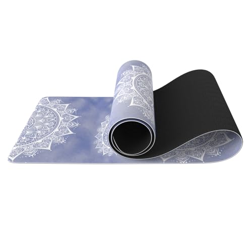 FOLAI Extra Thick Yoga Mat 6mm，pilates mat thick - Non-Slip Exercise Mat for HIIT, Pilates & Home Workouts & Workout with Free Carry Strap - color: Mandala Blue
