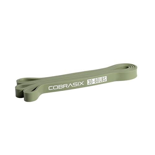 COBRASIX Resistance Bands for Working Out, Light Stretching Bands, Long Loop Exercise Bands for Strength Training, Pull Ups Assistance, Physical Therapy, Mobility and Home Gym for Men and Women - color: Light 30-60lb - Olive green