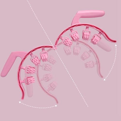 harayaa Roller 8 Wheel Leg Roller Portable Multifunctional Leg Clamp Fascia Massage Tool Manual for Arm, Neck, Home Office, Pink