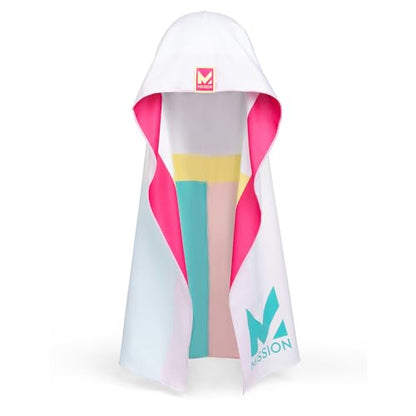 MISSION Reversible Cooling Hoodie Towel- Hood Towel, Cools Instantly When Wet, UPF 50 Sun Protection, Contours Your Head to Stay in Place, Great for Sports, Fitness, Gym (White Multi) - color: White Multi