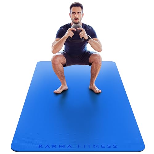 Large Workout Mat - 10mm Extra Thick Exercise Mat & Wide Yoga Mat, 72"x32" - color: Blue