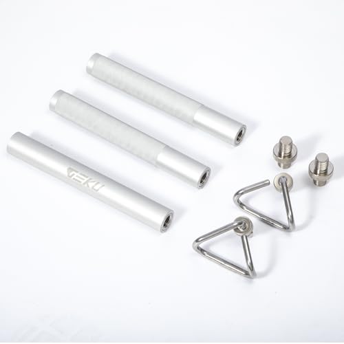 Aluminum Resistance Band Bar, 3-Section Detachable Heavy Duty Workout Bar for Resistance Band Exercises, Strength Training, and Home Gym (Metal Bar-Enlarged Hooks)