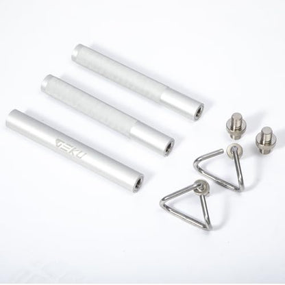 Aluminum Resistance Band Bar, 3-Section Detachable Heavy Duty Workout Bar for Resistance Band Exercises, Strength Training, and Home Gym (Metal Bar-Enlarged Hooks)