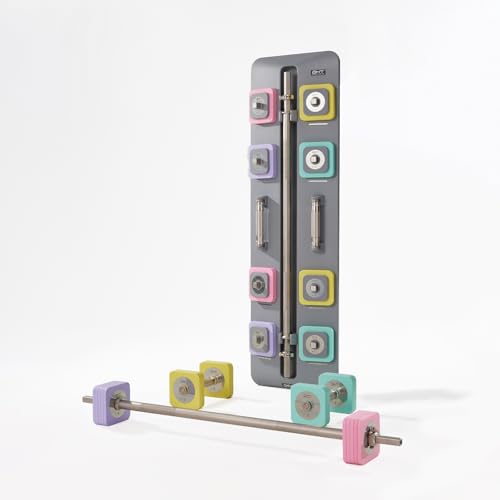 DHT Adjustable Dumbbells, Dumbbell Barbell Sets with Rack, Free Weights Dumbbells Set All-Purpose Fitness, Anti-Rolling, Weights Set for Home, Gym, Office, Wall-Mounted, 2.2-50 lbs, 1 Set / 2 in 1 - color: Macaron