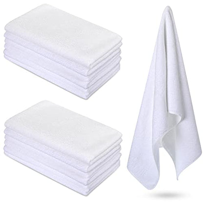 12 Pcs Microfiber Workout Gym Towels, 360 GSM 12x30 Inch Fast Drying Yoga Towels for Sweat, Soft Gym Towel for Men Women Travel Sports(White)