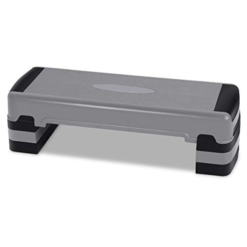 Casart Aerobic Exercise Step Platform 35 Inch W/Non-Slip Surface Adjustable Height 6" - 8" - 10" Exercise Step Platform Trainer Stepper