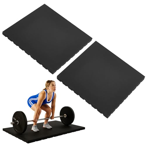 2 Pack 1.38" Thick Heavy Duty Rubber Exercise Equipment Mats 20"x20" Multi-purpose Gym Floor Mat Tiles for Deadlift Platforms Home Anti-smash Anti-slip Shock-absorbing Floor Protectors
