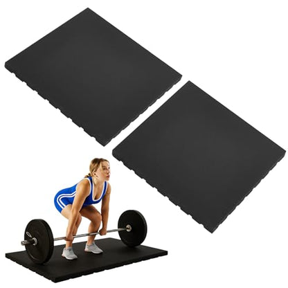 2 Pack 1.38" Thick Heavy Duty Rubber Exercise Equipment Mats 20"x20" Multi-purpose Gym Floor Mat Tiles for Deadlift Platforms Home Anti-smash Anti-slip Shock-absorbing Floor Protectors