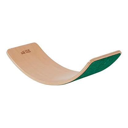 ECR4Kids Wooden Rocking Balance Board with Non-Slip Felt Base, Montessori Toy, Green - color: Green