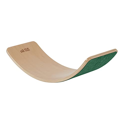 ECR4Kids Wooden Rocking Balance Board with Non-Slip Felt Base, Montessori Toy, Green - color: Green