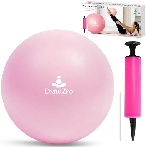 9 Inch Pink Pilates Ball, Exercise Stability Yoga Ball Small Exercise Ball with Air Pump for Core Workout, Balance Training, Home Gym, Office, Physical Therapy