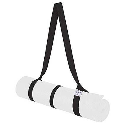 Yoga Mat Carrier Strap, Adjustable Thick Straps Sling for Carrying Large Mats, Stretching Band - color: Black
