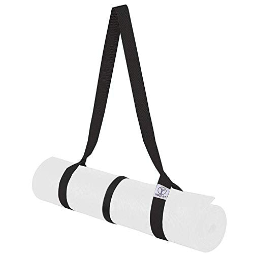 Yoga Mat Carrier Strap, Adjustable Thick Straps Sling for Carrying Large Mats, Stretching Band - color: Black