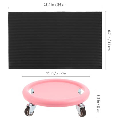 HANABASS Four-Wheel Ab Roller with Knee Mat Multi-Directional Silent Abdominal Exercise Wheel for Home Core Strengthening and Full Body Workout Non-Slip Fitness Sliding Board