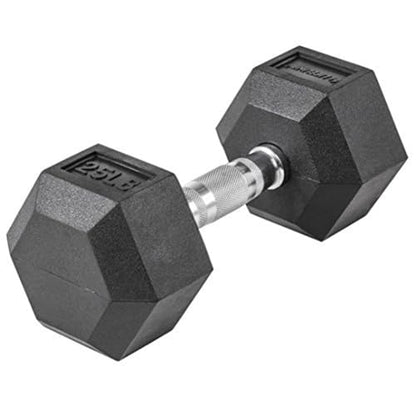Lifeline Fitness Hex Dumbbells, Rubber Wrapped Hex Dumbbells, Premium Quality, Ergonomic Knurled Handle, Dumb Bells for Exercise, Home Gym Exercise Weights - style: 25 lb
