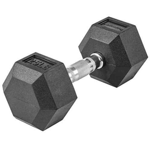 Lifeline Fitness Hex Dumbbells, Rubber Wrapped Hex Dumbbells, Premium Quality, Ergonomic Knurled Handle, Dumb Bells for Exercise, Home Gym Exercise Weights - style: 25 lb