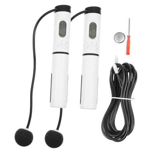 Healeved Cordless Weighted Jump Rope with Digital Counter, Adjustable Smart Skipping Rope for Indoor Fitness Workout, 1 Handle with Switch and Steel Wire Ball Design