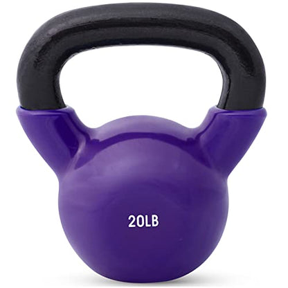 JFIT Kettlebell Weights Vinyl Coated Iron - style: 20lb (Purple)