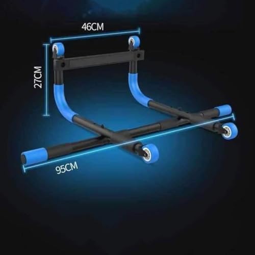 Doorway Pull-Up Bar No Screws, Portable Chin-Up Bar for Home Gym, Steel Horizontal Bar 150kg Load (Blue)