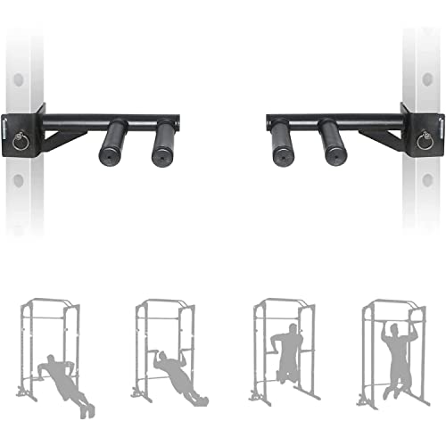 Dip Bar Attachments for 2" x 2" or 3" x 3" Power Rack - Narrow & Wide Dips Double Handles (Patent Pending)