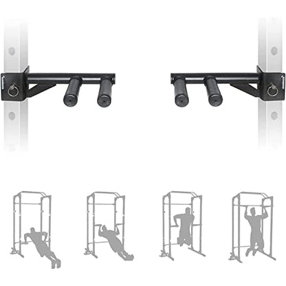 Dip Bar Attachments for 2" x 2" or 3" x 3" Power Rack - Narrow & Wide Dips Double Handles (Patent Pending)