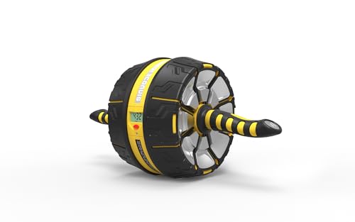 Ab Roll Wheel with Build in Spring Steel Sheet, 3 Levels Resistance Automatic Rebound Abdominal Wheel with Display, Smoothier Resistance, Ultra-wide Wheels, Knee Pad, Longer Service Life
