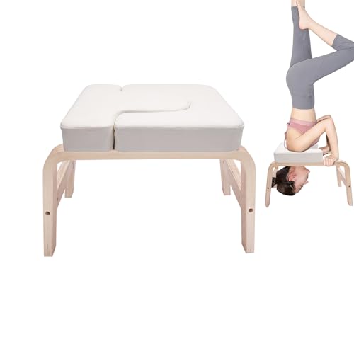 Headstand Bench ,Yoga Headstand Bench for Beginners , Feet Up Trainer Headstand Stool,Inversion Bench,Yoga Chair with Comfort Cushion ,Safe Shoulder Stand & Handstand Tool ,440lb Capacity (White)