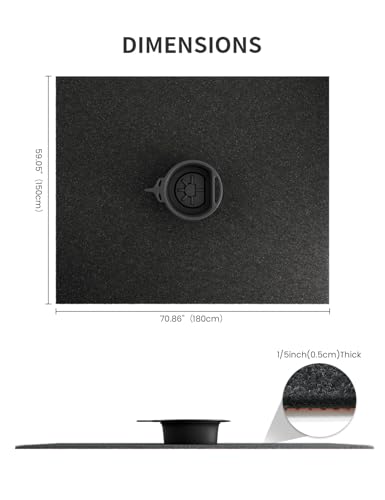 Heavy Duty Oil Spill Mat, Garage Floor Mat, 59" x 70" Waterproof Rubber Backing Oil Absorbent Pads, 1/5" Thick Reusable Under Auto Repair Mat for Garage Floor Surface Protection-Black - size: 4' 11" x 5' 10" (Extra Large)