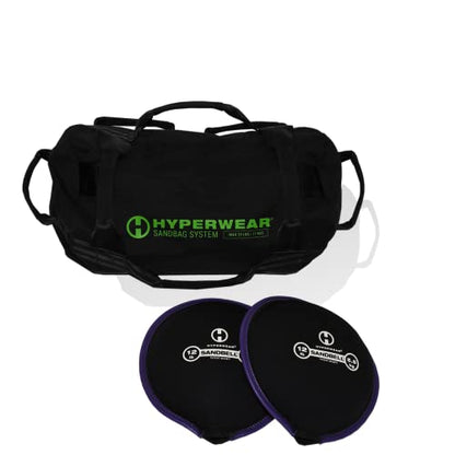 HYPERWEAR Adjustable Sandbag System, Heavy-Duty with Handles & Pre-Filled SandBell Filler Sandbags (25, 40, 80, 160 lbs)
