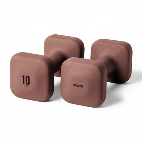 WeGym SafeGrip Square Dumbbells with Anti Slip Handles, Aesthetic Free Weights for Home Workouts, Stable Design Prevents Rolling during Floor Exercises - color: Rose, style: 10LB Pair