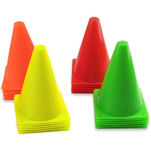 Soccer Cones for Training 24PCS 7 Inch Plastic Traffic Cones Sport Agility Training Markers for Soccer/Skating/Football/Basketball Indoor&Outdoor Use - color: 4 Colors 24 Pack