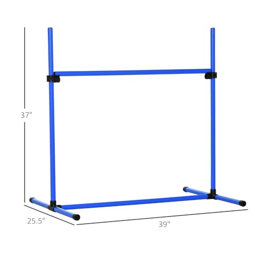 4-Piece Dog Agility Jump Set with Adjustable Height Bars for Training and Exercise, Blue ABS Hurdles with Carry Bag