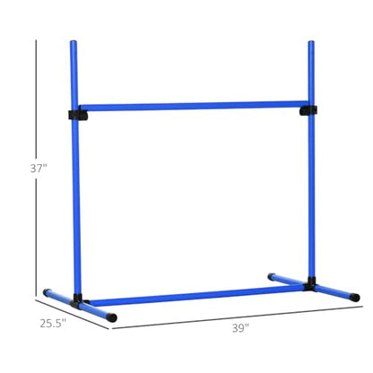 4-Piece Dog Agility Jump Set with Adjustable Height Bars for Training and Exercise, Blue ABS Hurdles with Carry Bag