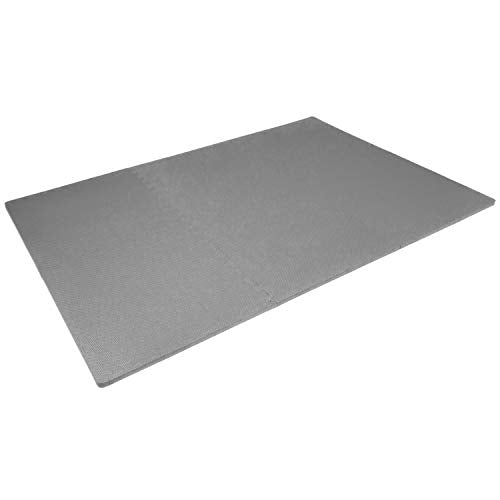 ProsourceFit Weaved Pattern Extra Thick Exercise Puzzle Mat ¾-inch, EVA Foam Interlocking Tiles for Protective, Cushioned Flooring for Home and Gym Equipment; Grey, 24 SQ FT, 6 Tiles